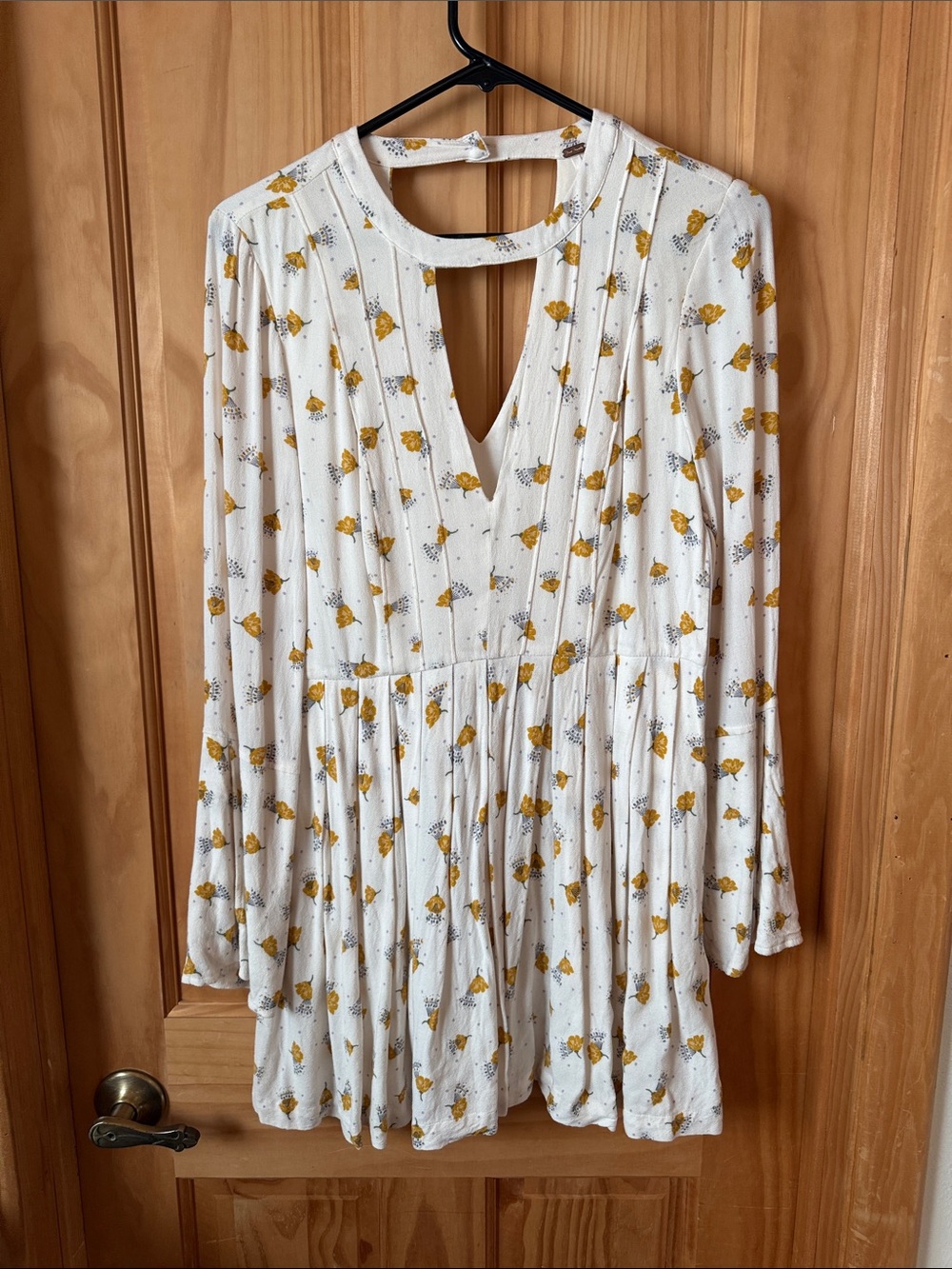 Free People Tegan Yellow Ivory Floral Mini Dress